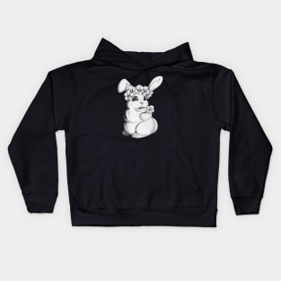 Bunny With Crown of Flowers Kids Hoodie